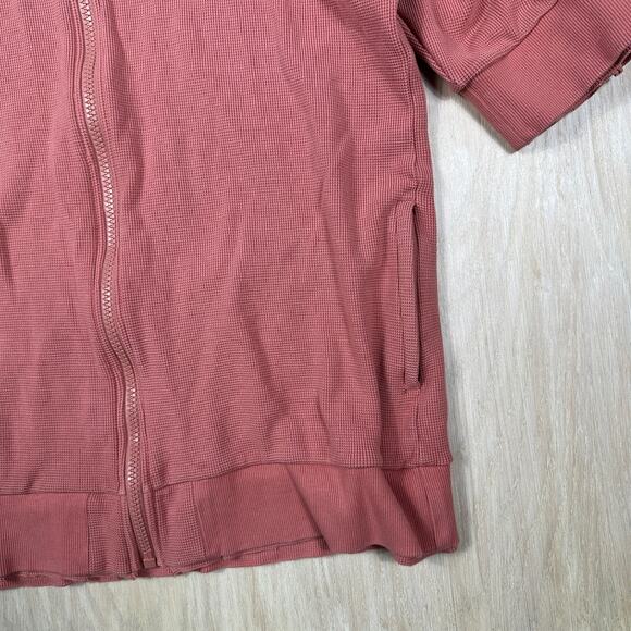 Adidas Raw Pink Short Sleeve Full Zip Waffle Knit Track Top Sporty Jacket Medium - Picture 2 of 14